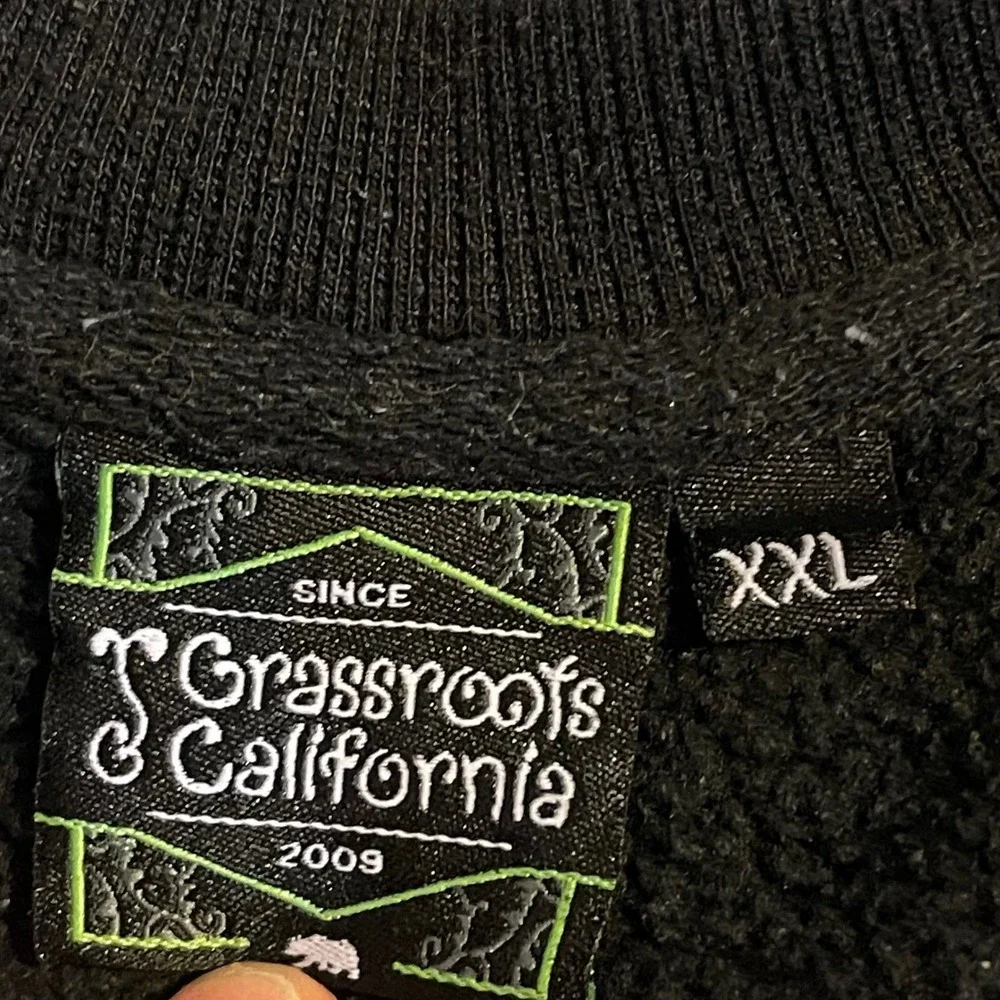Grassroots California Mens XXL Black Pink Smiley Face Crewneck Sweatshirt Cotton